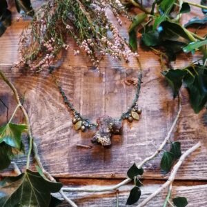 Magical Forest Necklace Talisman Micro Macrame Tree Magic Moss Green Witch Jewelry Elf Pagan Jewellery Earthy Leaves Leaf Woodland Dark Psy