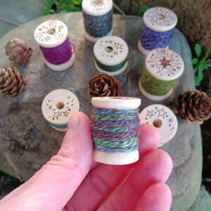 Handspun Threads On Embellished Bobbins Reels For Your Fiber Art - Hand dyed Tapestry Handweaving Embroidery Wool Silks Yarn Fairy Art Yarn