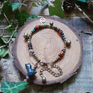 Witch Crow Cauldron Spiral Charm Bracelet Magical Forest Jewelry Woodland Earthy Witch Bells Jewellery Elf Fairy Leaf Woods Anklet