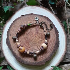Forest Recycled Beads Bracelet Magical Jewelry Earthy Witch Jewellery Elf Fairy Forest Woodland Natural Beaded Anklet Eco Recycled Psy