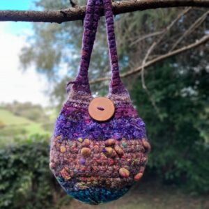 Wild RAINBOW BAG Magical Crochet Handspun Art Yarn Freeform Felted Wool Felt Crocheted Wearable Art Bag Pixie Psy Faery Fae Elf Hippy Hippie