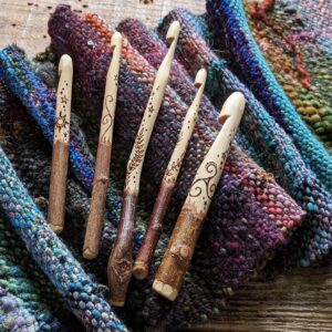 Wooden Crochet Hook Choose Design Hand Carved Handmade Forest Wild Wood Pyrography Wool Witch Woodland Natural Craft Crochet Branch Fairy