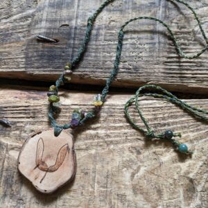 Magical Forest Crystal Necklace Micro Macrame Tree Magic Witch Jewelry Elf Talisman Pagan Jewellery Earthy Leaves Leaf Woodland Faery Pixie