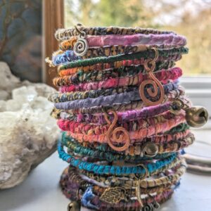 Stacking Bangles Sets Of Recycled Fabric Bracelets Boho Bracelet Earthy Scrap Art Cloth Jewelry Bangle Jewellery Psy Festival Bohemian