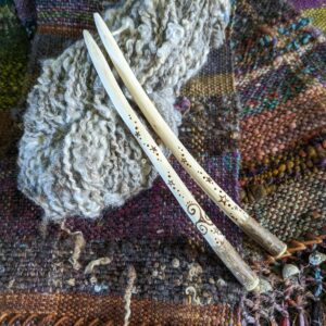 Woodland Knitting Needles - Magical Hand Carved Stars Triple Spiral Celtic Triskilion Rustic Knit Forest Natural Wool Craft Fairy Elf Pixie