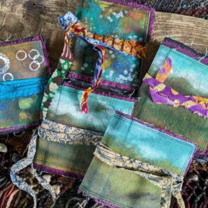 Pocket Size Mixed Media Art Journal - Collage Mini Art Book Artist Recycled Paper Junk Journal Journaling Hand Bound Books Abstract Landscap