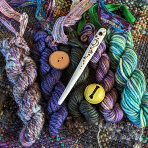 Wild Woodland Weaving Needle Gift Set - Wild Crafted Travel Handweaving Tools Handspun Art Yarn Hand Dyed Yarn Wooden Forest Button