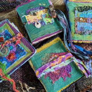 Hand Stitched Pocket Size Mixed Media Art Journal - Collage Mini Art Book Artist Recycled Paper Junk Journal Hand Bound Books