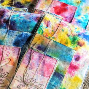 Hand Dyed Collage Papers Handmade Paper Art Journal Rainbow Tie Dye Mixed Media Junk Journal Ephemera Art Journaling Card Making Supplies