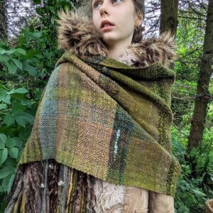 The Each Uisge - Handwoven Story Telling Blanket Shawl Hand Dyed Handspun Wrap Throw Wool Recycled Silk Scottish Folklore Water Horse Kelpie