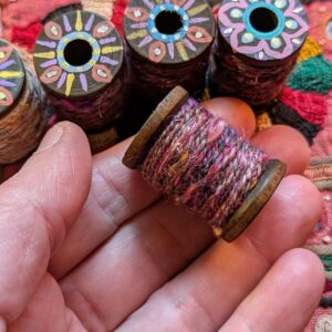 Handspun Texture Fine Art Yarn Or Twine On Hand Painted Bobbins Silk Flax Wool Fiber Art Reels Hand dyed Tapestry Handweaving Fairy Yarns
