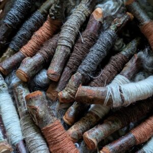 Handspun Sewing Thread Reenactment Living History Wool Or Linen Thread Plant Dyed On Wild Bobbins Reels Hand dyed Tapestry Embroidery