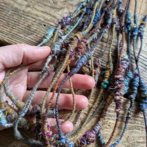 Wrap Necklace Eco Jewelry Textile Art 100% Recycled Cloth And Thread Bracelet Earthy Rainbow Jewellery Bracelets Fiber Art Fibre Fabric